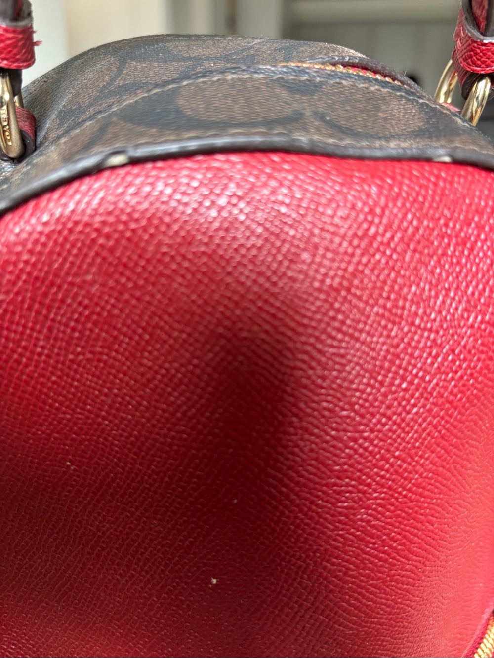 Coach Red & Brown Leather Mini Backpack with Gold Hardware - Picture 6 of 6